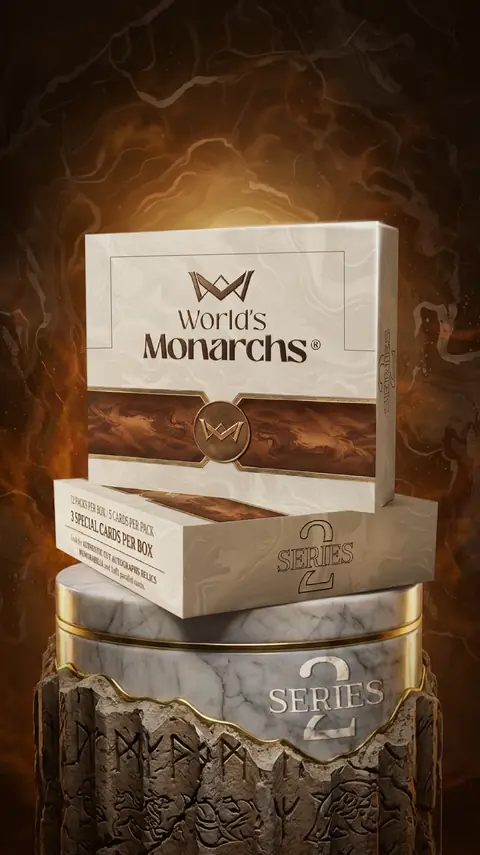 Box World's Monarchs Series 2 na kamiennym postumencie