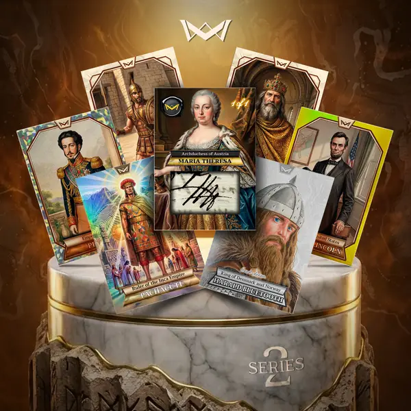 World's Monarchs Series 2 — karty kolekcjonerskie na marmurowym postumencie