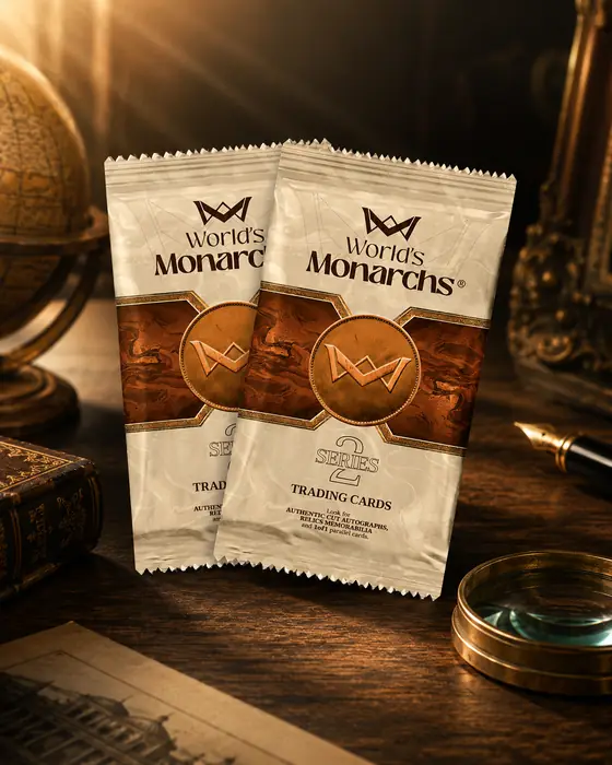 Dwie paczki World's Monarchs na biurku kolekcjonera